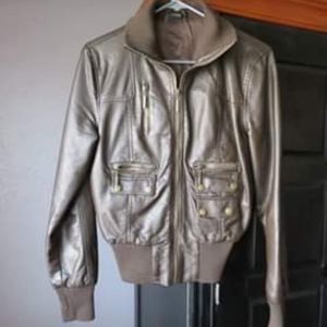 Womens Size Medium Pleather Bomber